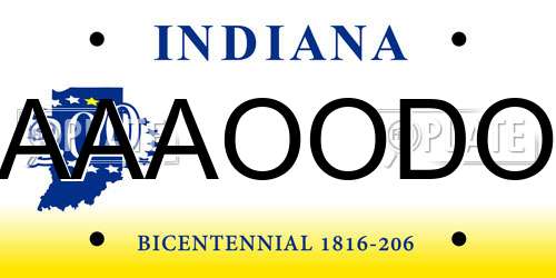 AAAOODO Indiana License Plate