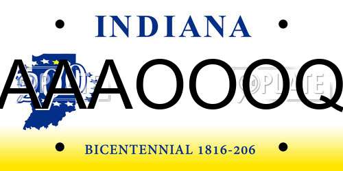 AAAOOOQ Indiana License Plate