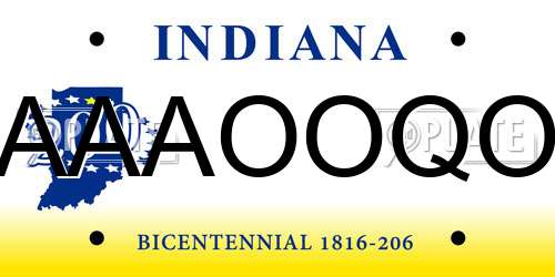 AAAOOQO Indiana License Plate