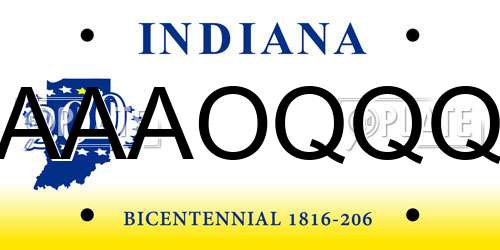 AAAOQQQ Indiana License Plate