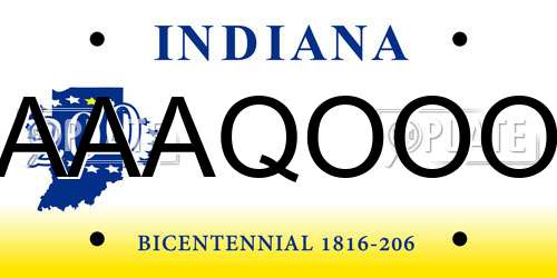 AAAQOOO Indiana License Plate