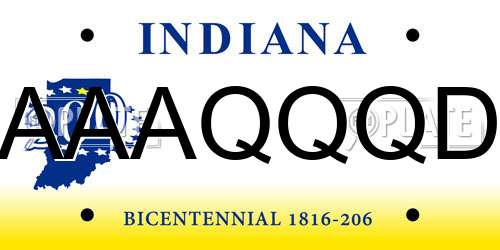 AAAQQQD Indiana License Plate