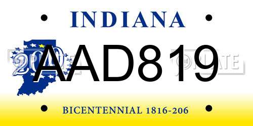AAD819 Indiana License Plate