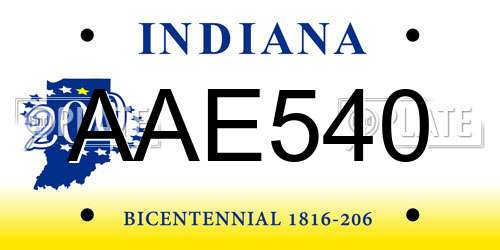 AAE540 Indiana License Plate