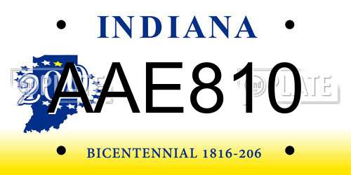 AAE810 Indiana License Plate