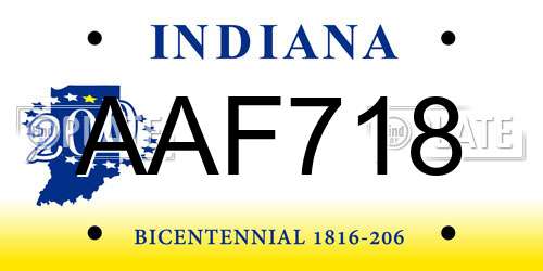 AAF718 Indiana License Plate