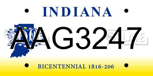 AAG3247 Indiana License Plate