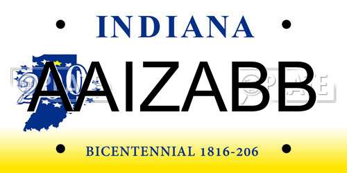 AAIZABB Indiana License Plate