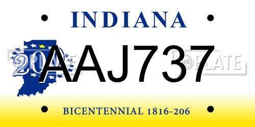 AAJ737 Indiana License Plate