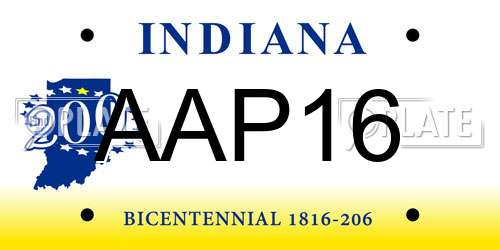 AAP16 Indiana License Plate