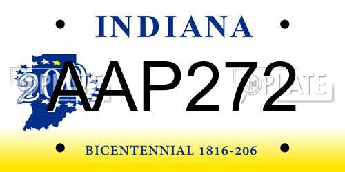 AAP272 Indiana License Plate