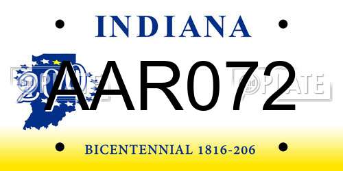 AAR072 Indiana License Plate