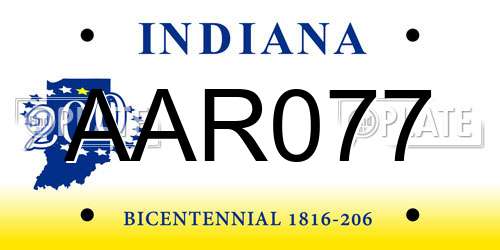 AAR077 Indiana License Plate