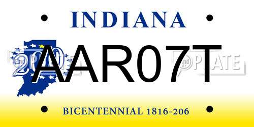 AAR07T Indiana License Plate