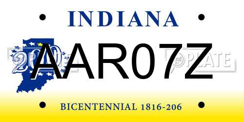 AAR07Z Indiana License Plate