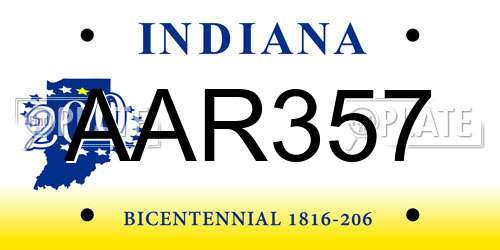AAR357 Indiana License Plate