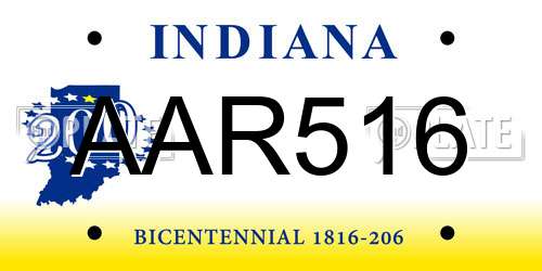 AAR516 Indiana License Plate