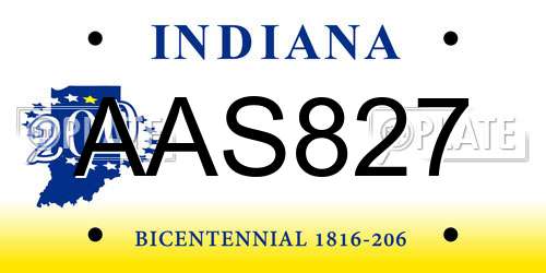 AAS827 Indiana License Plate