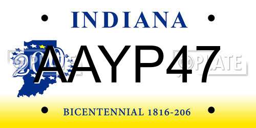 AAYP47 Indiana License Plate