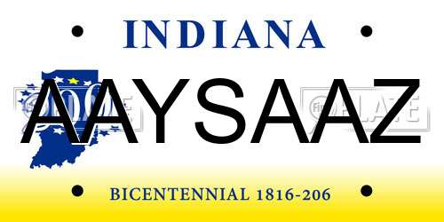 AAYSAAZ Indiana License Plate