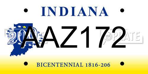 AAZ172 Indiana License Plate