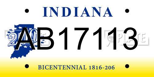 AB17113 Indiana License Plate