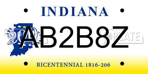 AB2B8Z Indiana License Plate