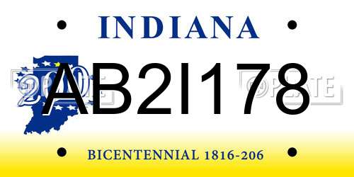 AB2I178 Indiana License Plate