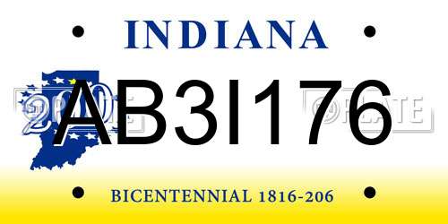 AB3I176 Indiana License Plate