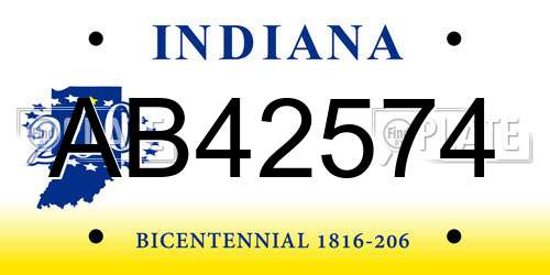 AB42574 Indiana License Plate