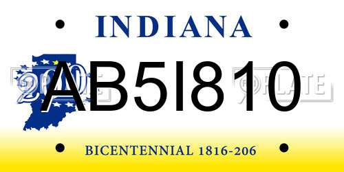 AB5I810 Indiana License Plate
