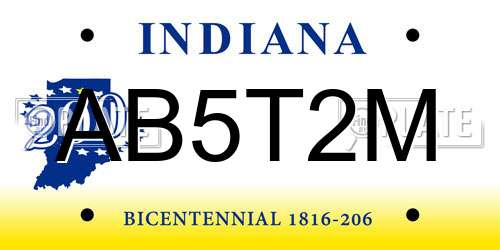 AB5T2M Indiana License Plate