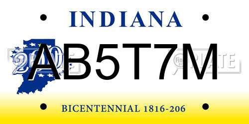 AB5T7M Indiana License Plate