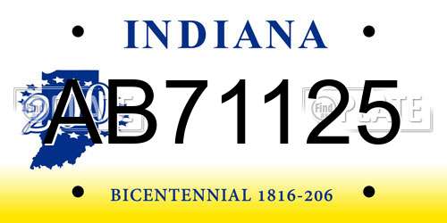 AB71125 Indiana License Plate