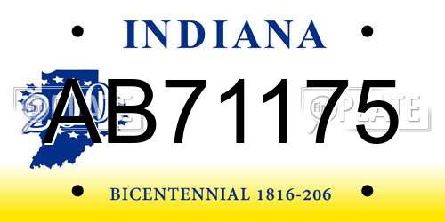 AB71175 Indiana License Plate