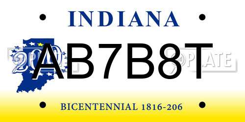 AB7B8T Indiana License Plate
