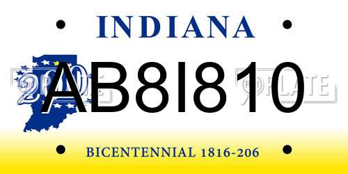 AB8I810 Indiana License Plate