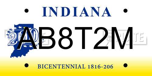 AB8T2M Indiana License Plate