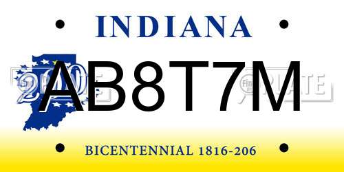 AB8T7M Indiana License Plate