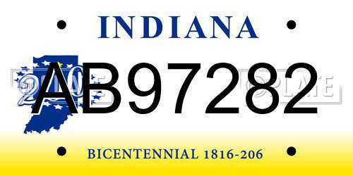 AB97282 Indiana License Plate