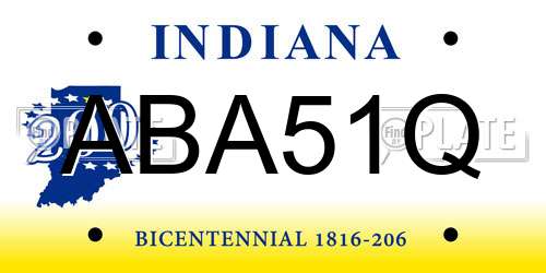 ABA51Q Indiana License Plate