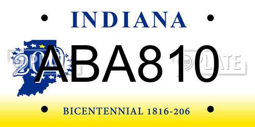 ABA810 Indiana License Plate