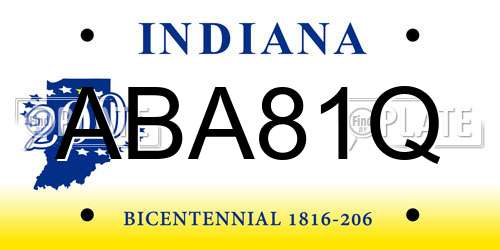 ABA81Q Indiana License Plate