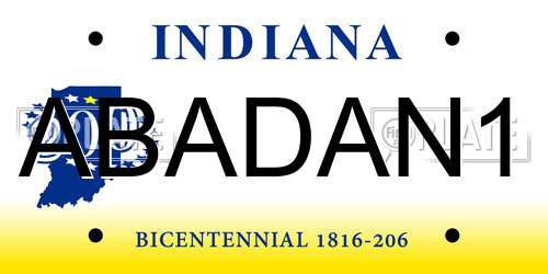ABADAN1 Indiana License Plate