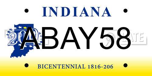ABAY58 Indiana License Plate