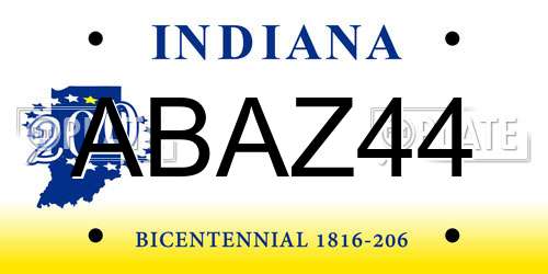 ABAZ44 Indiana License Plate