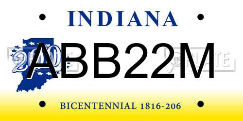 ABB22M Indiana License Plate