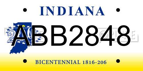 ABB2848 Indiana License Plate