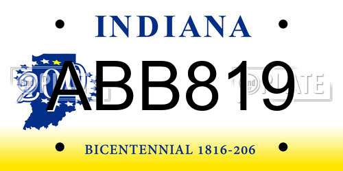 ABB819 Indiana License Plate