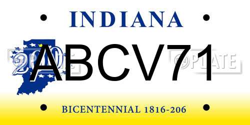 ABCV71 Indiana License Plate